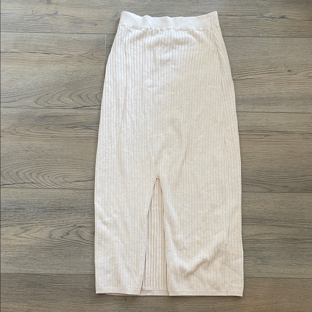 Free People Cream Knit Midi Skirt Size Small NWT
